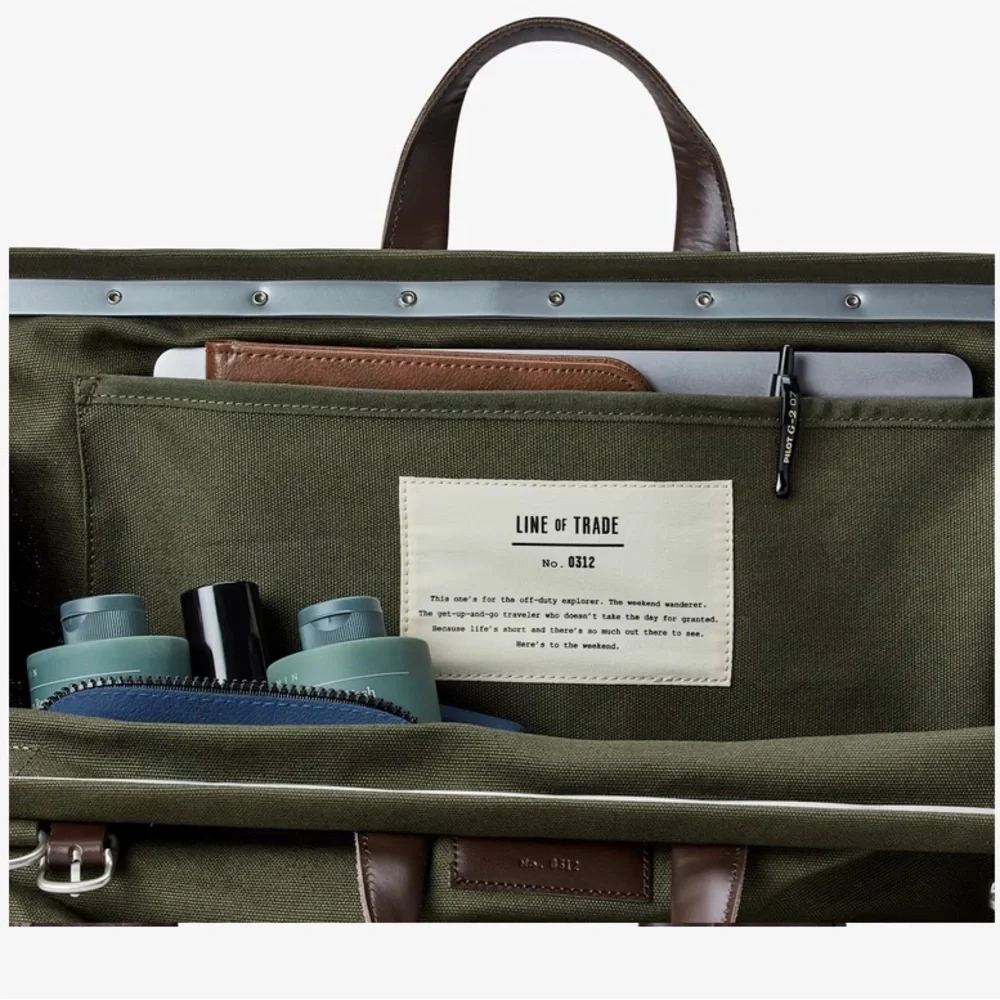 NIB LINE OF TRADE WEEKENDER BAG OLIVE COTTON CANVAS (L) 20